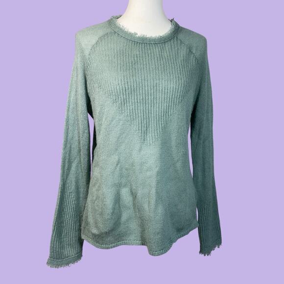 Lucky Brand Sweaters - Lucky Brand wool blend lightweight blue green fringe sweater medium
